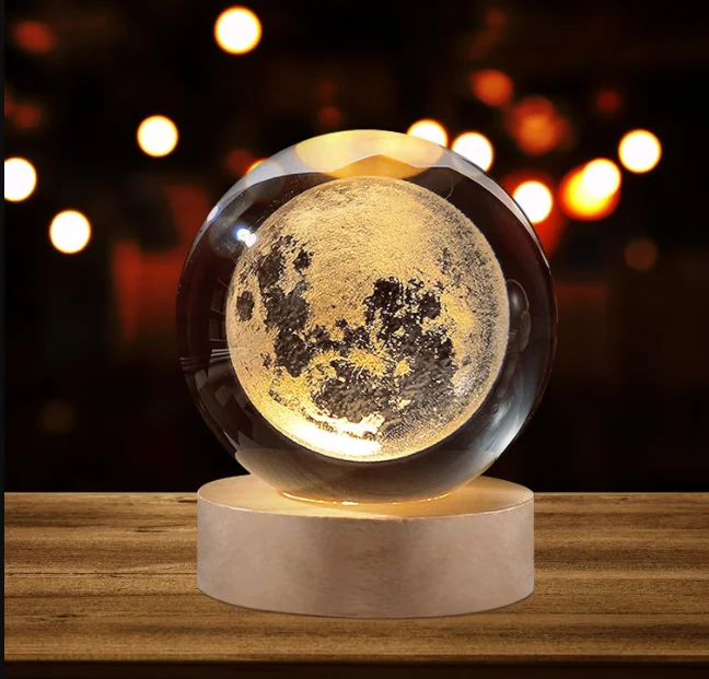 Moon Crystal Ball Night Light 3D