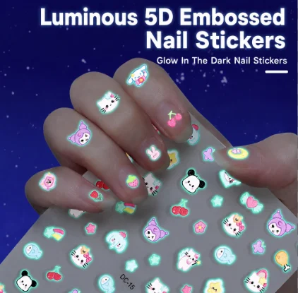 GLOW IN THE DARK EMBOSSED NAIL STICKERS FOR KIDS